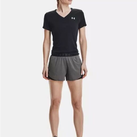 Under Amour Play Up 3.0 Shorts Carbon Heather/Black M NWT IN PACKAGING - Picture 3 of 9